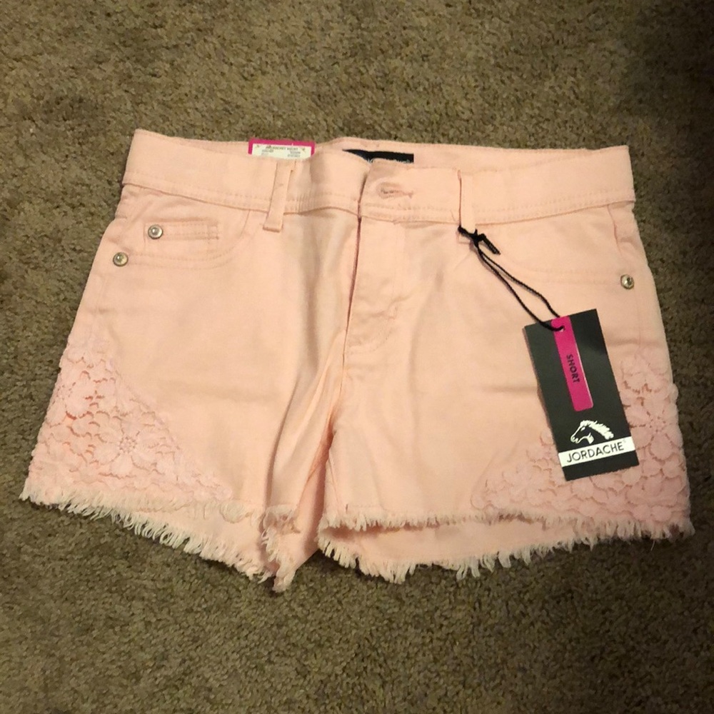 pink jean shorts